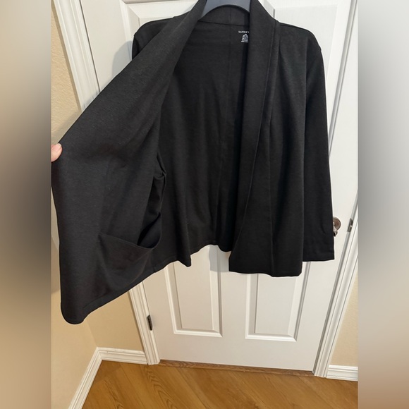 Lands' End Jackets & Blazers - Lands' End Women's Stretch Blazer Pockets Charcoal Black Oversized Plus 2X
